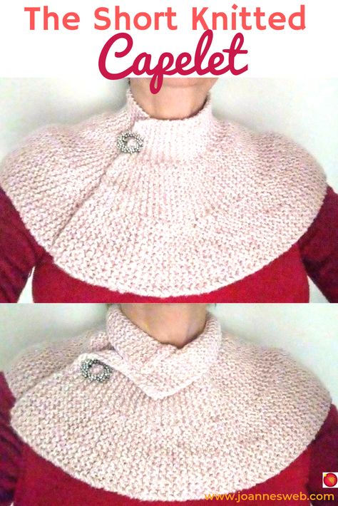 This is an elegant retro-inspired knitted capelet with complete video tutorial and instructions on our YouTube Channel: Joanne's Web (click on the image). #Cape #Capelet #Knitting #KnittingPatterns #Outlander #OutlanderKnits #Retro Capelet Knitting Pattern Simple, Capelet Knitting Pattern Free, Capelet Knitting Pattern, Knit Capelet, Crochet Capelet Pattern, Crochet Caplet, Capelet Pattern, Knitted Capelet, Designer Crochet