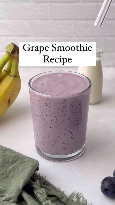 Liz Thomson | Food Blogger | 🍇 Grape Smoothie Recipe 🍇 Ok this grape smoothie is soooo good. I didn’t realize how delicious grape would be in a smoothie and now I’m… | Instagram Grape Smoothie Recipes, Moon Drop Grapes, Grape Smoothie, Frozen Grapes, Pineapple Smoothie, Cooking For Beginners, Grape Juice, Vanilla Protein Powder, Unsweetened Almond Milk