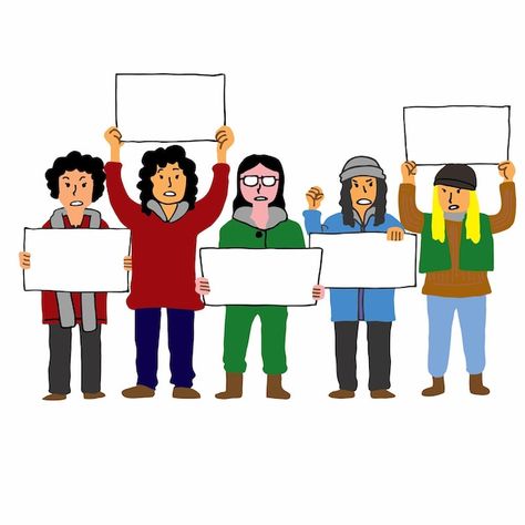 People protesting together in hand-drawn... | Premium Vector #Freepik #vector #activist #demonstration #strike #protest Demonstration Illustration, People Protesting, Vector People, About People, Character Illustration, Premium Vector, Easy Drawings, Graphic Resources, Hand Drawn