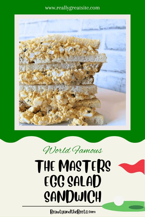 You don't have to be Golfer to know that the Masters Championship is famous for the Pimento Cheese Sandwich and the Egg Salad Sandwich. Masters Egg Salad Sandwich Recipe, Masters Egg Salad Recipe, Masters Egg Salad, Pimento Cheese Sandwich, Sandwich Spread Recipes, Salad Sandwich Recipe, Egg Salad Sandwich Recipe, Pimento Cheese Sandwiches, Egg Salad Sandwich