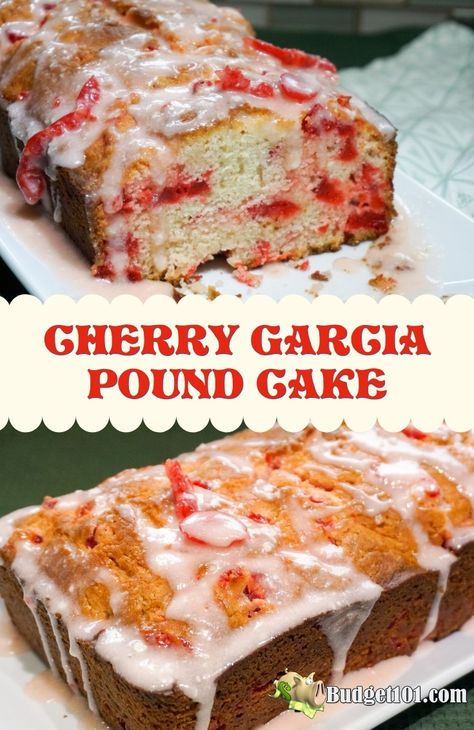 Cherry Loaf Cake Recipe, Cherry Garcia Cake, Cherry Garcia Loaf Cake, Cherry Loaf Recipe, Cake Recipes Cherry, Loaf Cakes Recipes, Cherry Almond Pound Cake, Chocolate Cherry Loaf Cake, Cherry Chip Loaf