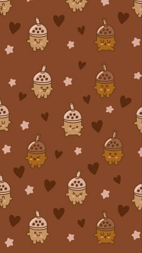 A phone wallpaper with bubble tea chibis of various emotions scattered in approximately uniform distance Messenger Background Theme, Messenger Love Theme Background, Tea Wallpaper Aesthetic, Boba Tea Aesthetic Wallpaper, Bubble Tea Wallpaper, Boba Tea Wallpaper, Boba Wallpaper, Love Wallpaper For Mobile, Chat Background