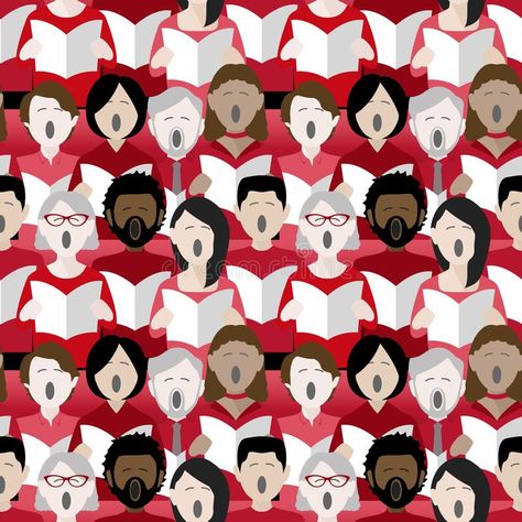 Multiethnic christmas choir singers background. Diverse group of adults singing christmas carols in a multicultural choir. Seamless repeat background pattern #AD , #AD, #Ad, #singers, #choir, #Multiethnic, #background Musical Logo, Christmas Choir, Xmas Drawing, Choral Music, Gospel Choir, Church Choir, Christmas Church, Music Illustration, Christmas Carols