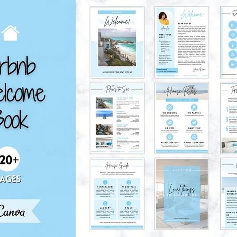 Air Bnb Welcome, Air Bnb House, Airbnb Templates, Book Advertisement, Vacation Rental Host, Business Tracker, Airbnb Welcome Book Template, Airbnb Welcome Book, Executive Resume Template