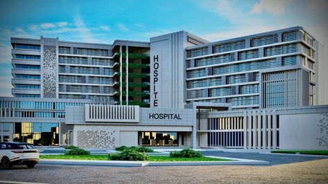 Hospital Building Architecture, Hospital Facade Design, Hospital Exterior Design, Hospital Exterior Design Facades, Hospital Elevation Design, Modern Hospital Architecture, Hospital Building Design, Clinic Building, Hospital Facade