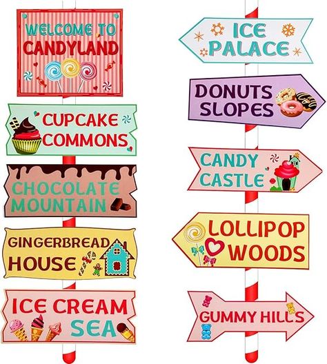 Amazon.com: Gejoy 20 Pieces Candyland Party Decorations Candyland Trunk or Treat Car Decorations Kit Candyland Backdrop Signs for Halloween Christmas Party Decor (Cardstock) : Toys & Games Candyland Game Pieces Printable, Candyland Sign, Candyland Trunk Or Treat, Christmas Candy Land Theme, Candyland Backdrop, Signs For Halloween, Candyland Party Decorations, Candy Land Party, Donut Party Supplies