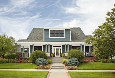 Benjamin Moore Body-Wetherburn's Blue, Trim & Door-Old Prairie, Columns-Weekend Getaway Porch And Patio Paint, October Mist, Design Your Own Room, Sage Green Paint Color, Benjamin Moore Exterior, Painted Patio, Paint Colors Benjamin Moore, Personal Color, Green Paint Colors