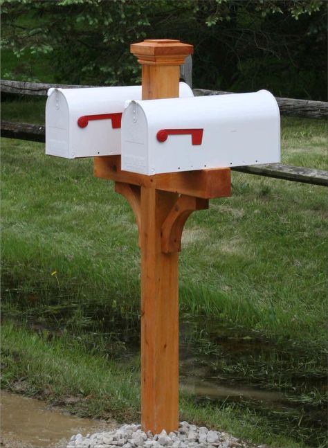 Cedar double mailbox post Diy Mailbox Post, Double Mailbox, Double Mailbox Post, Cedar Mailbox Post, Diy Mailbox Ideas, Wooden Sign Posts, Wood Mailbox, Mailbox Diy, Mail Box Ideas