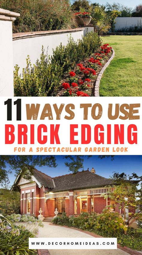 best brick garden edging ideas Lawn Edging Bricks, Brick Edging Ideas, Brick Landscape Edging, Brick Flower Bed, Brick Wall Gardens, Landscape Bricks, Cottage Garden Borders, Brick Border, Brick Sidewalk