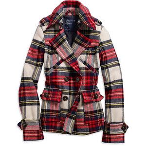 Tartan Fashion, Plaid Peacoat, Plaid Coat, Wool Peacoat, Plaid Jacket, Soft Wool, Tartan Plaid, Outerwear Women, Teen Fashion