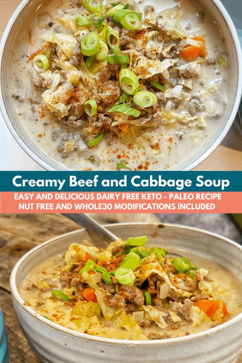 Beef And Cabbage Soup, Soup Dairy Free, Dairy Free Keto, Dairy Free Keto Recipes, Paleo Soup, Beef And Cabbage, Aip Recipes, Keto Paleo, Cabbage Soup