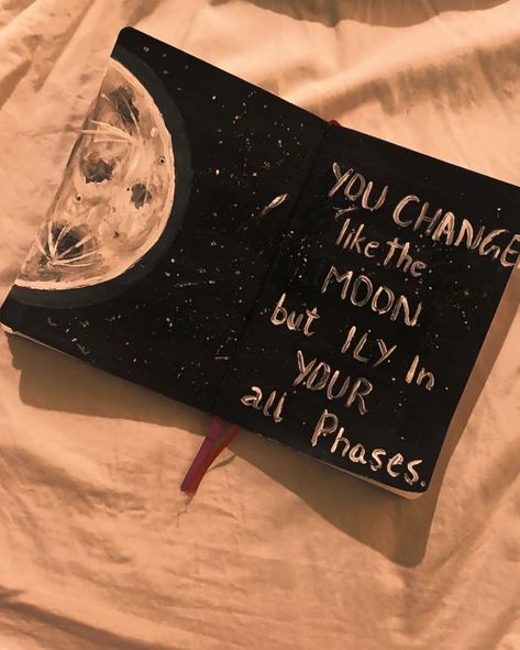 You change like the moon but ILY in your all phases 🌑🌒🌓🌔🌖🌖🌗🌘 .. . . . . . . . #moonart #selenophile🌛 #arttherapy #journalinspiration #journal #journalideas #moonislove #moonlight #artwork #artistsupport #artistsupport Moonlight Artwork, Phases Of The Moon Art, Moon Journaling, The Moon Art, Canvas Art Painting Abstract, Crafting Room, Bullet Journal Ideas Templates, Album Journal, Moonlight Painting