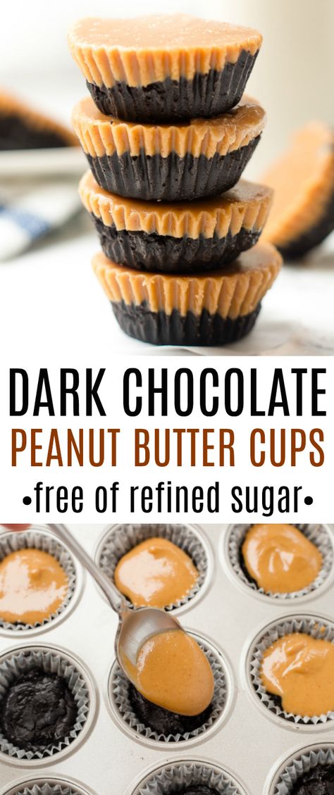 Healthy Chocolate Snacks, Dark Chocolate Desserts, Cookies Peanut Butter, Healthy Peanut Butter Cups, Peanut Butter Cups Recipe, Homemade Dark Chocolate, Dark Chocolate Recipes, Dark Chocolate Peanut Butter, Healthy Dark Chocolate