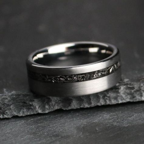 Silver Meteorite Wedding Ring Tungsten Ring With Genuine | Etsy Meteorite Wedding Ring, Meteorite Wedding Rings, Meteorite Wedding Band, Gibeon Meteorite, Meteorite Jewelry, Mens Wedding Bands Tungsten, Tungsten Carbide Wedding Bands, Meteorite Ring, Men's Wedding Ring