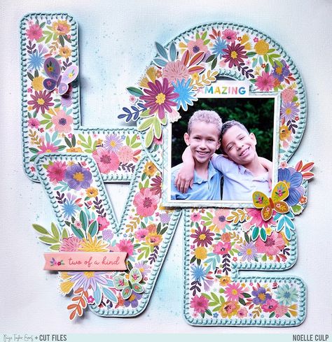 Floral Scrapbook Layouts, Paige Evans Blooming Wild, Paige Evans Wonders Layouts, Paige Evans Blooming Wild Layouts, Paige Taylor Evans Scrapbooking, Lace Stencil, Vicki Boutin Sweet Rush Scrapbook Layouts, Bloom And Wild, Heart Stencil