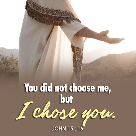 You did not choose me, but I chose you. John 15:16 You Did Not Choose Me I Chose You, John 15:16 I Chose You, God Chose You, God Chose Me, I Chose You, John 15 16, Bride Of Christ, Ayat Alkitab, Bible Words