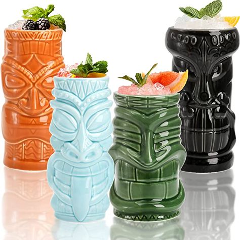 Zombie Cocktail, Tiki Glasses, Hawaiian Cocktails, Tiki Mugs, Orange Mugs, Tiki Cocktails, Tiki Drinks, Rum Punch, Green Mugs