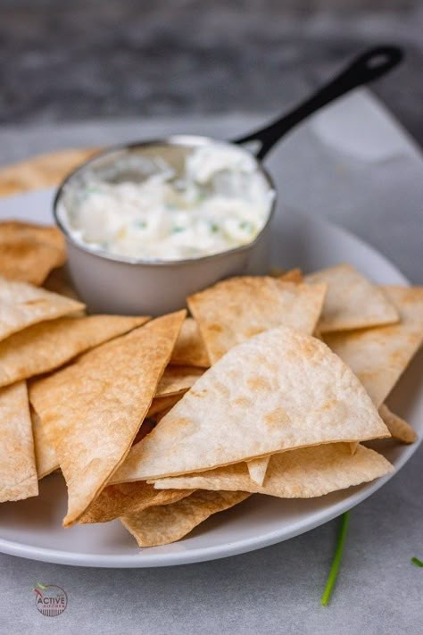 Baked Flour Tortilla Chips - My Active Kitchen Homemade Tortilla Chips With Flour Tortillas, Oven Baked Flour Tortilla Chips, Baked Flour Tortillas In Oven, Baked Tortillas In Oven, Tortilla Chips In Oven, Chips From Flour Tortillas, Baked Flour Tortilla Chips, Flour Tortilla Chips, Tortilla Chip Recipe