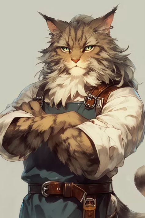 Camper Character Design, Dnd Adventurer Art, Humblewood Character Art, Dnd Catfolk, Tabaxi Paladin, Anthropomorphic Elephant, Swan Character, Tabaxi Dnd, Dnd Npc Art