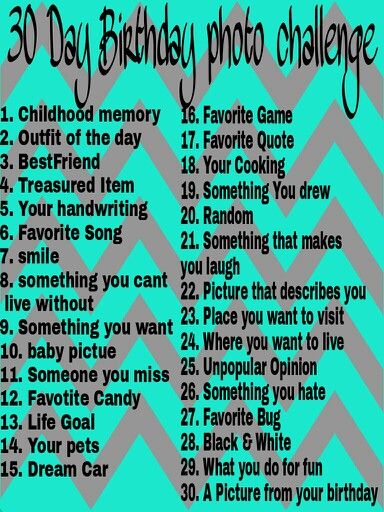 Birthday Month Photo Challenge, Birthday Month Activities For Adults, 30 Day Birthday Challenge, Birthday Challenge Ideas, Birthday Plan Ideas, Birthday Challenge, 32nd Birthday, Photo Challenges, Random Products