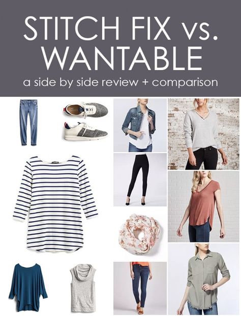 Wantable vs. Stitch Fix | a side by side comparison | women's clothing subscription boxes | Crazy Together blog Stitch Fix Plus Size Outfits, Wantable Outfits Boxes, Wantable Outfits, Clothing Subscription Boxes, 2023 Wardrobe, Clothing Subscription, Capsule Wardrobe Essentials, Womens Beach Fashion, Rental Business