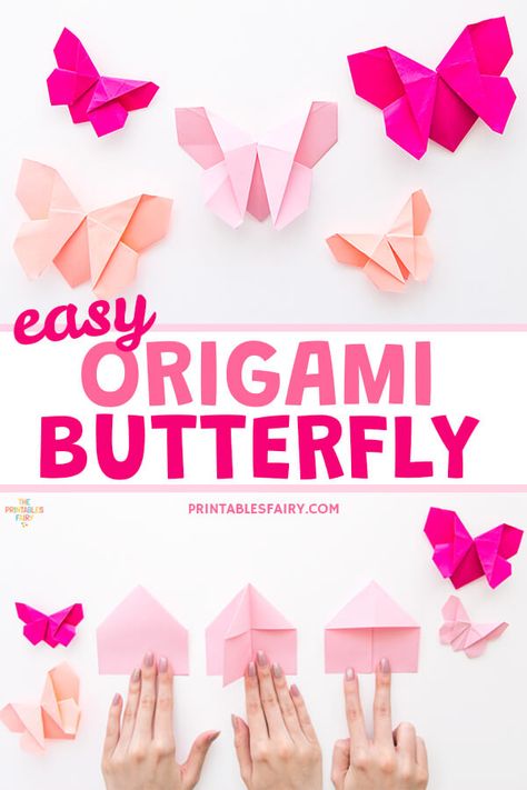 How To Make An Easy Origami Butterfly - The Printables Fairy Origami How To Make Step By Step, Crafts With Printer Paper, How To Make Easy Origami, One Paper Origami, Folded Paper Crafts, Easy Orgamini For Kids, Cute And Easy Origami, Beginner Origami Step By Step, Easy Oragami Things To Make