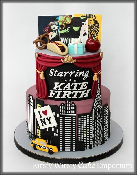 Birthday Cake 18th Girl, Musical Cake, Hollywood Cake, Theatre Cake, Ideas For Birthday Cake, New York Cake, City Cake, Orange Chocolate Cake, Travel Cake