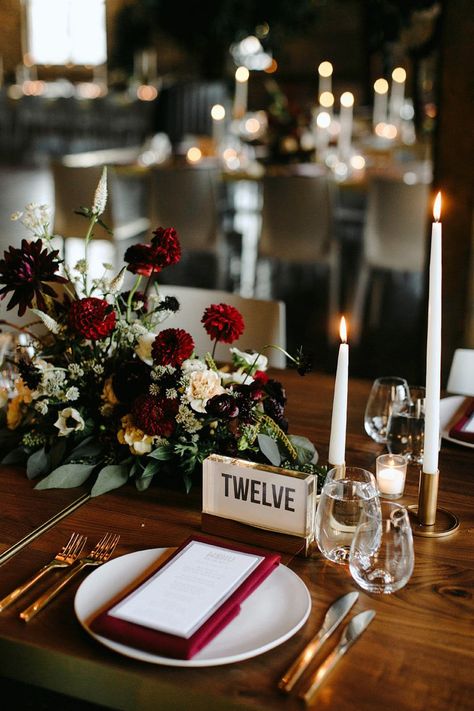 Red Centerpieces, Candle Wedding Centerpieces, Wedding Tablescape, Loft Wedding, Centerpieces Wedding, Fall Wedding Centerpieces, Wedding Floral Centerpieces, Fall Wedding Decorations, Fall Wedding Colors