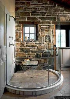 Rustic Farmhouse Bathroom Decor, Rustic Modern Bathroom, Makeover Kamar Mandi, Rustic Farmhouse Bathroom, Farmhouse Bathroom Decor Ideas, Rustic Bathroom Designs, Stone Bathroom, Rustic Bathroom Decor, Farmhouse Ideas