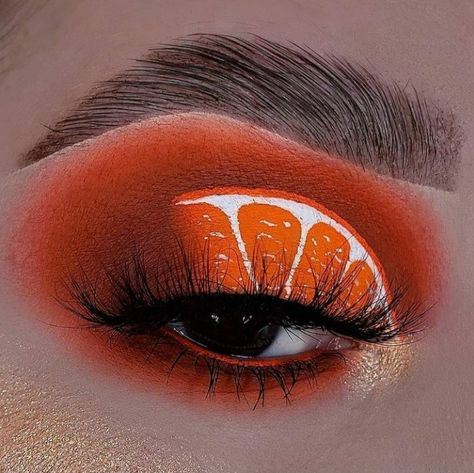 Orange Fruit Makeup Looks, Makeup Looks Editorial, Crazy Eyeshadow, Gem Makeup, Vampire Bride, Orange Makeup, Makeup Drawing, Face Paint Makeup, Makeup For Black Skin