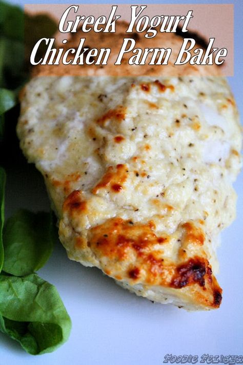 Chicken Parm Bake, Greek Yogurt Ideas, Greek Yogurt Chicken Recipes, Yogurt Ideas, Parm Chicken, Baked Chicken Parm, Greek Chicken Marinade, Chicken Recipes For Dinner, Greek Yogurt Chicken