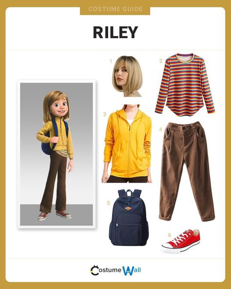 Riley Costume Pixar Halloween Costumes, Yellow Zip Up Hoodie, Costume Wall, Inside Out Costume, Temporary Hair Color Spray, Got Costumes, Movie Inside Out, Short Blonde Bobs, Hair Color Spray