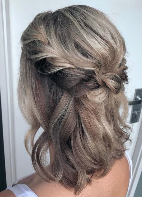 22 Best half up half down hairstyles - braid half up, fishtail braids , half up half down hairstyles #hairstyle #halfup #braids #weddinghair #promhair Medium Length Hair Half Updos, Wedding Hairstyles Half Up Half Down With Veil Medium Lengths, Boho Wedding Hair Half Up Medium Length, Half Up Half Down Medium Length, Half Up Medium Length Hair Wedding, Wedding Hair Styles For Shoulder Length Hair, Medium Length Hair Styles For Prom, Partial Updos For Medium Hair Wedding, Shoulder Length Bridal Hair Down