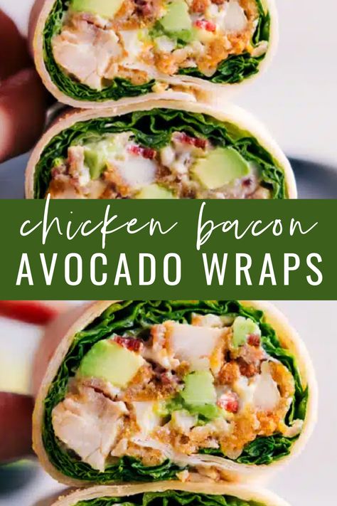 Wraps With Bacon, Chicken Avocado Bacon Wrap, Blt Avocado Chicken Salad Wraps, Chicken Avocado Wrap Healthy, Chicken Wrap With Avocado, Avacodo Wraps Recipes, Chicken Wrap Recipes Healthy Lunch Ideas, Chicken And Avocado Wrap, Avacado Ranch Chicken Burritos