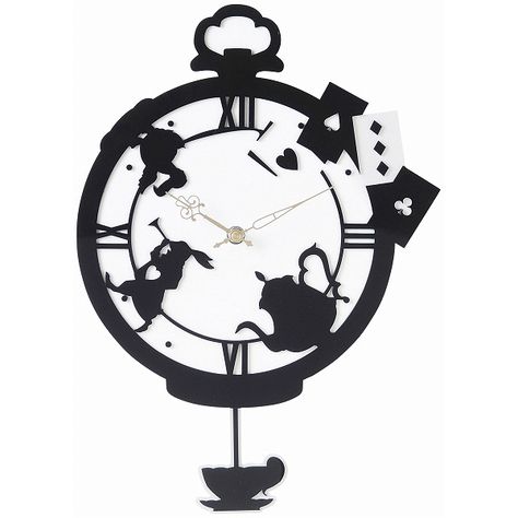 Neat silhouette Alice Silhouette, Alice In Wonderland Silhouette, Alice In Wonderland Clocks, Silhouette Disney, Wonderland Alice, Disney Silhouettes, Painting The Roses Red, Pendulum Wall Clock, Alice Madness