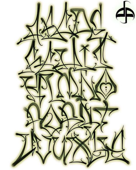 Grafitti Letters Design Graffiti Art, Graffiti Lettering Fonts Alphabet, Chicano Lettering Gangsters, Cholo Lettering Alphabet, Cholo Lettering, Cool Letters To Draw, Gang Letters, Cholo Font, Gangster Lettering