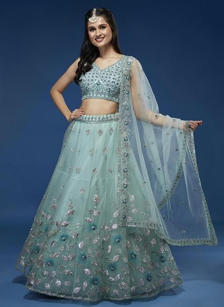 Turquoise Lehenga, Blue Net Lehenga, Gold Lengha, Plus Size Lehenga, Net Lehenga Choli, Heavy Lehenga, Modest Evening Dress, Party Wear Lehenga Choli, Work Lehenga