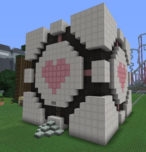 Panda House Minecraft, Kawaii Minecraft Houses, Kawaii Minecraft Builds, Minecraft Kawaii, Minecraft Statue, Kawaii Minecraft, Minecraft Heart, Minecraft Templates, Minecraft Statues