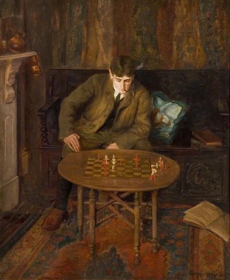 Chess in the Arts - Chess.com History Of Chess, Chess Art, Museum Studies, Playing Chess, Chess Table, Amazing Artists, Chess Players, Man Sitting, Classic Paintings