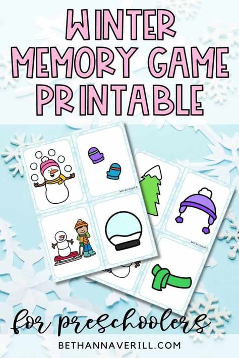 Engaging and Fun Winter Memory Game Printable to Play with Preschoolers Preschool Christmas Games, Making Snowflakes, Winter Printables, Memory Match Game, Winter Activity, Memory Games For Kids, Shapes Worksheets, Flip Cards, Fun Printables