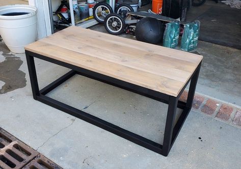 How to Build a Modern DIY Coffee Table made from Scrap Simple Diy Coffee Table, Camper Redo, Special Walnut Stain, Homemade Tables, Steel Coffee Table, Diy Office, Office Coffee, Diy Coffee Table, Diy Metal