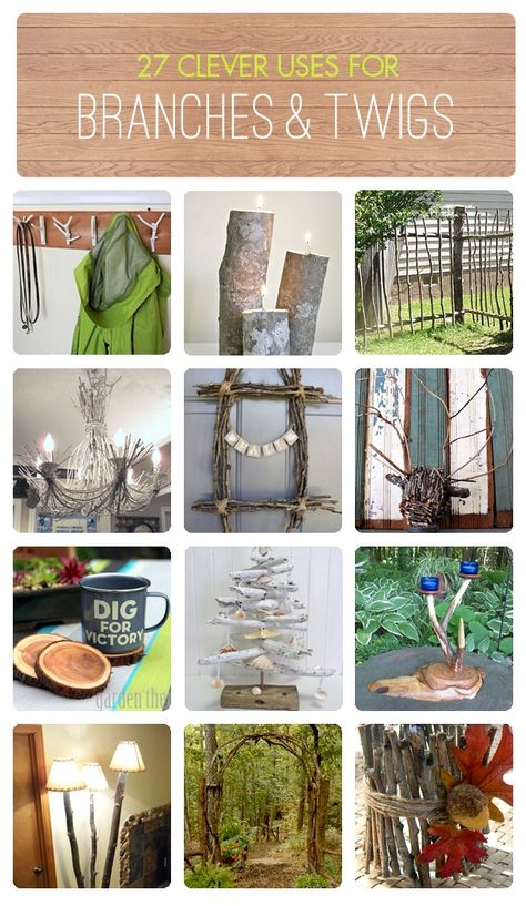 27 clever ways to use branches and twigs via Hometalk, featured on FunkyJunkInteriors.net Twig Crafts, Stick Crafts, Branch Decor, Nature Crafts, Back To Nature, Clipboard, Diy Projects To Try, Garden Art, Wood Crafts