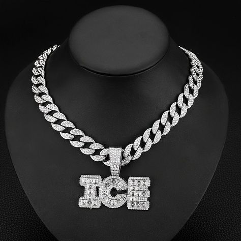 Men’s hip hop letter Cuban necklace. . . . #hiphopjewelry#pendent #icedout #icedoutjewelry #cubanlink #icedoutchain #jewelry #bustdown #diamondwatch #icedoutwatch #hiphop #cubanchain #diamonds #customjewelry #gold #diamondgrillz #miamicubanlink #icebox #tennischain#drip #luxury #bussdown #diamondpendant #goldchains #urbanjewelry #diamondchain #rolex #diamond #icedoutgrillz #goldchain Letter Charm Necklace, Diamond Chain Necklace, Urban Jewelry, Rhinestone Letters, Mens Jewelry Necklace, Letter Pendant Necklace, Anniversary Gifts For Couples, Chain Fashion, Estilo Punk