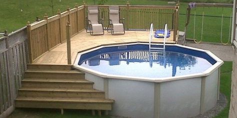 Setting up a swimming pool is not that easy, but if you have that financial muscle and the human res Pool Deck Kits, Oberirdischer Pool, Round Above Ground Pool, Pool Deck Plans, Best Above Ground Pool, Swimming Pool Decks, Above Ground Pools, Round Pool, Above Ground Pool Landscaping