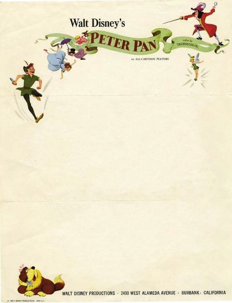 Peter Pan Party, Disney Illustration, Peter Pan And Tinkerbell, Retro Disney, Letterhead Design, Old Disney, Disney Party, Pinturas Disney, Disney Scrapbook