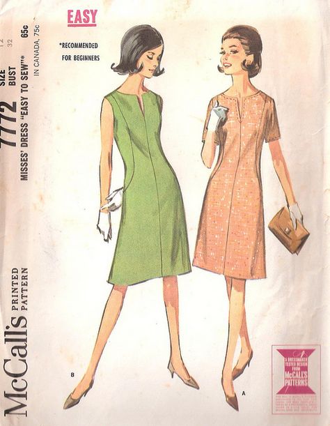 60s Sewing Pattern by cindyiscrafty, via Flickr 60s Dress Pattern, 1960s Clothes, Looks Retro, 1970 Fashion, 1960’s Fashion, Dresses To Sew, 1960s Patterns, Fashion Template, 60s Patterns