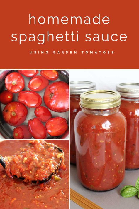 Homemade Spaghetti Sauce Using Fresh Garden Tomatoes Diy Spaghetti Sauce With Tomato Sauce, Garden Tomato Recipes, Making Spaghetti Sauce, Canning Veggies, Spaghetti Sauce From Scratch, Homesteading Recipes, Homemade Spaghetti Sauce Recipe, Canned Spaghetti Sauce, Tomatoes Recipes