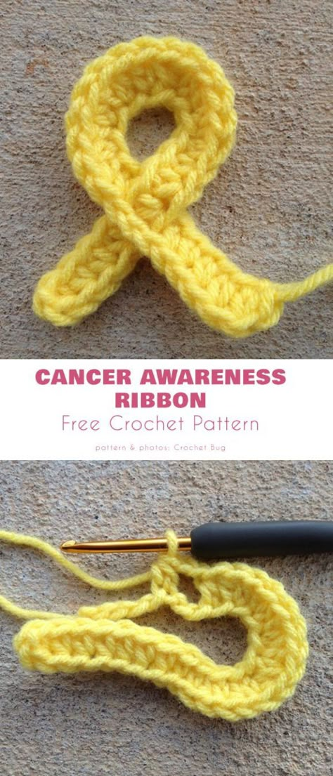 Knit Ribbon Pattern, Crochet Awareness Ribbon Pattern, Awareness Ribbon Crochet Pattern, How To Crochet A Ribbon, Crochet Ribbon Pattern, Ribbon Crochet Pattern, Crochet Medical, Crochet Ribbon, Medicine Tips