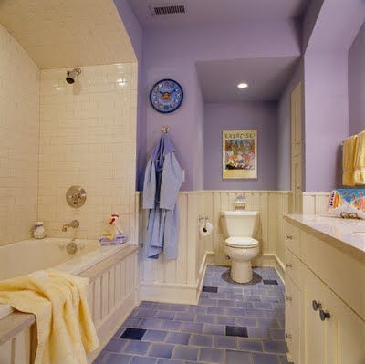 Purple Bathroom Design with the 203k Yellow Tile Bathroom, Yellow Bathroom Tiles, Girly Bathroom Ideas, Lavender Bathroom, Purple Bathroom, Girly Bathroom, Pink Bathroom Decor, Yellow Bathroom, Purple Bathrooms