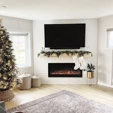 Corner Tv Fireplace Built In, Corner Electric Fireplace Shiplap, Corner Tv Built In With Fireplace, 50 Inch Fireplace, Corner Electric Fireplace With Storage, Mantle With Electric Fireplace, Electric Fireplace Bedroom Ideas, Corner Fireplace Ideas With Tv, Corner Fireplace Living Room With Tv